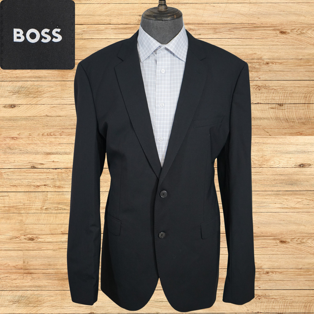 Hugo Boss Jasper Mens 44L Suit Jacket Marzotto Italian Fabric Stretch Wool USA